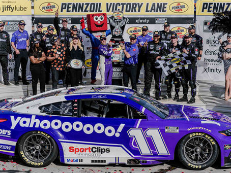 Hamlin rallies from penalty to win Pennzoil 400, repeats at Las Vegas