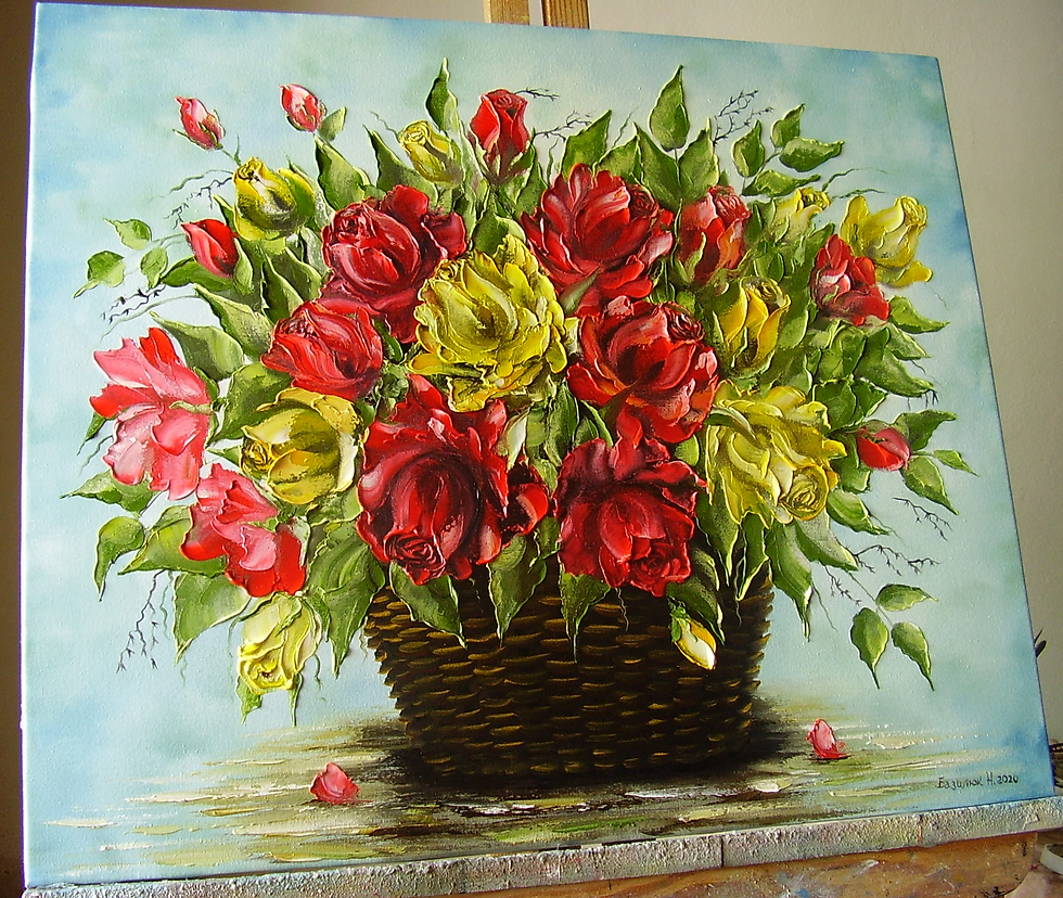 Thumbnail: "Roses" canvas 50х60cm( 20in*24in),oil,  is available