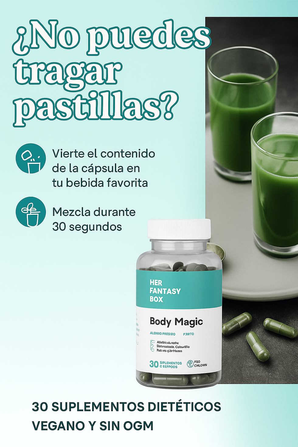 Miniatura: Body Magic Pills cápsulas de clorofila Detox - Her Fantasy Box