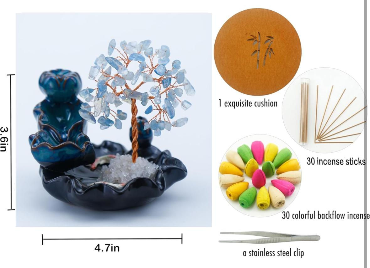 Fuente incienso cascada Árbol de la vida Cuarzo