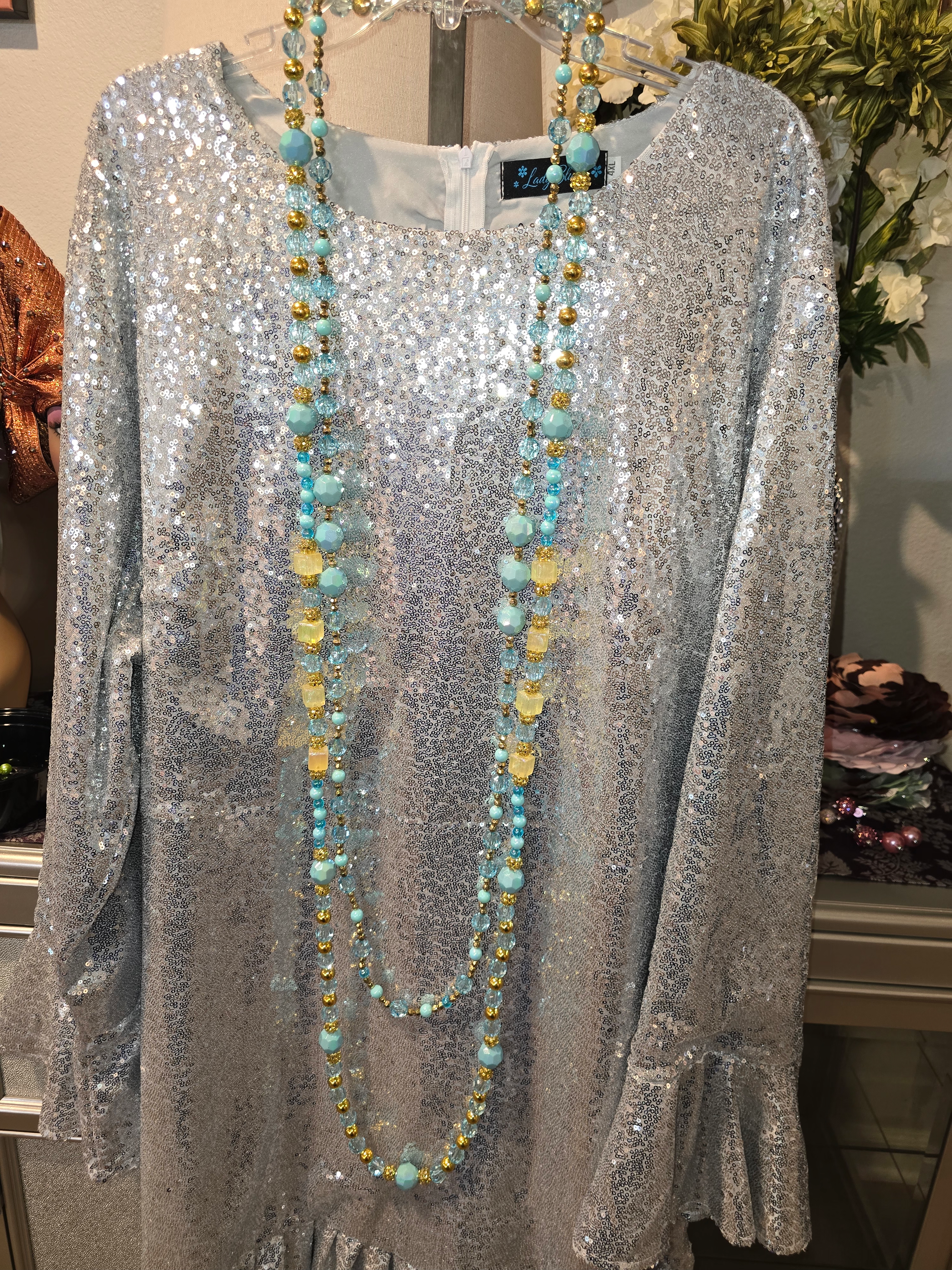 20260220-01 NECKLACE-AQUA AND GOLD DOUBLE PORTION 