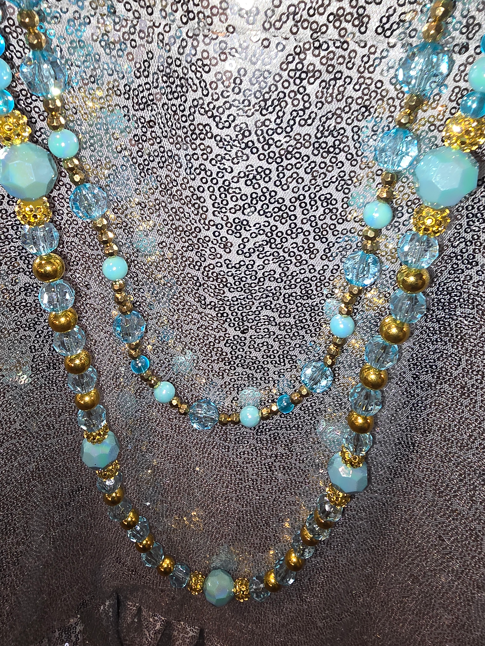Thumbnail: 20260220-01 NECKLACE-AQUA AND GOLD DOUBLE PORTION 