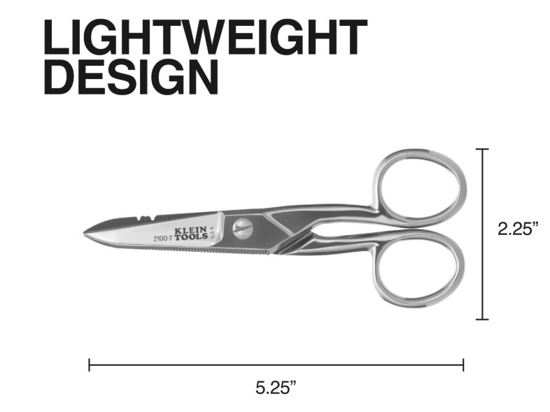 Thumbnail: Klein Tools 5-1/4" Notched Electrician's Scissors, Nickel Plated
