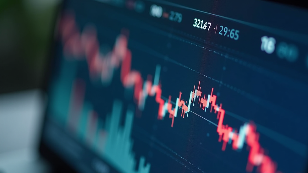 Close-up view of financial charts and graphs on a computer screen