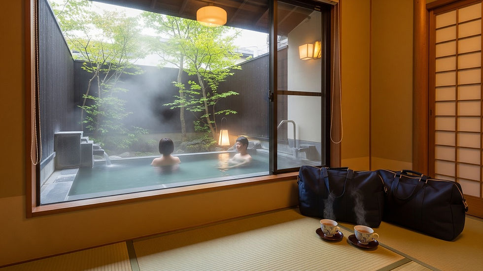 朝里川温泉の旅館でカップルが静かに過ごすイメージ