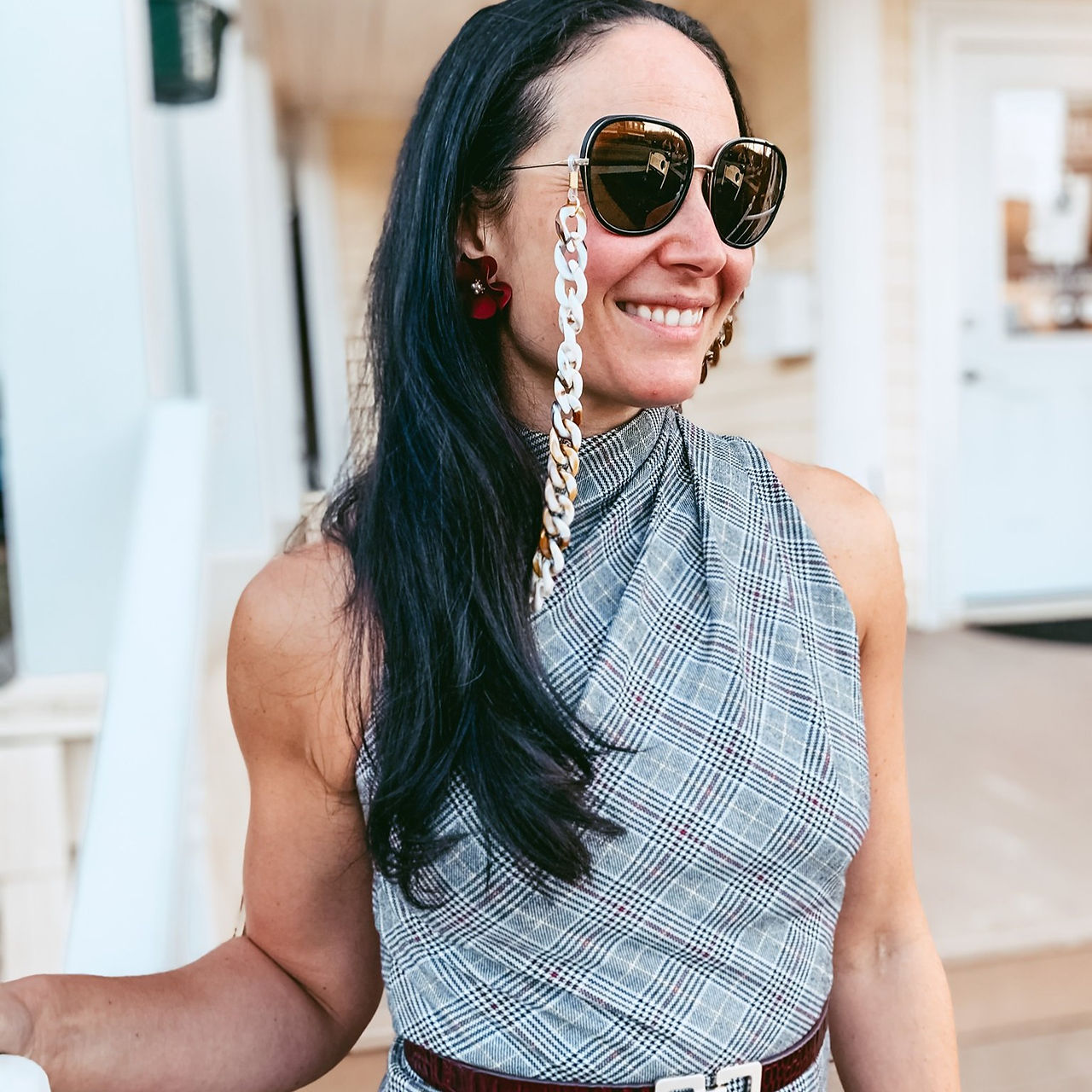 Anna Koeck, OD, CEO and optometrist at Theia Vision Care wearing sunglasses