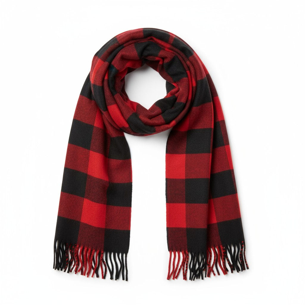 BUFFALO PRINT SCARF WITH FRING