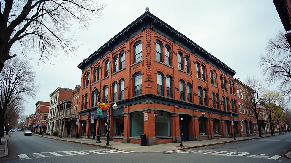Eye-level view of historic brick building in Tacoma Hilltop neighborhood