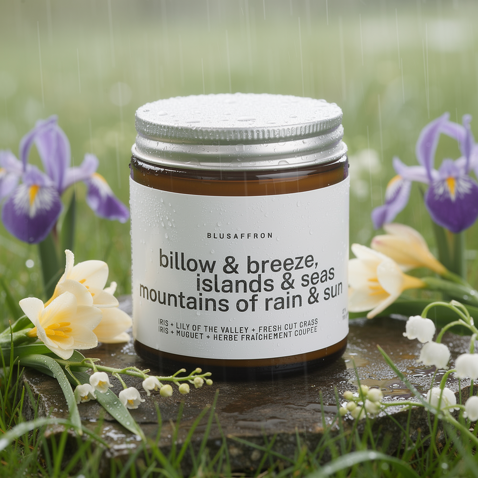 iris, lily of the valley, soy wax candle, apothecary candle, air, sea, fresh cut grass