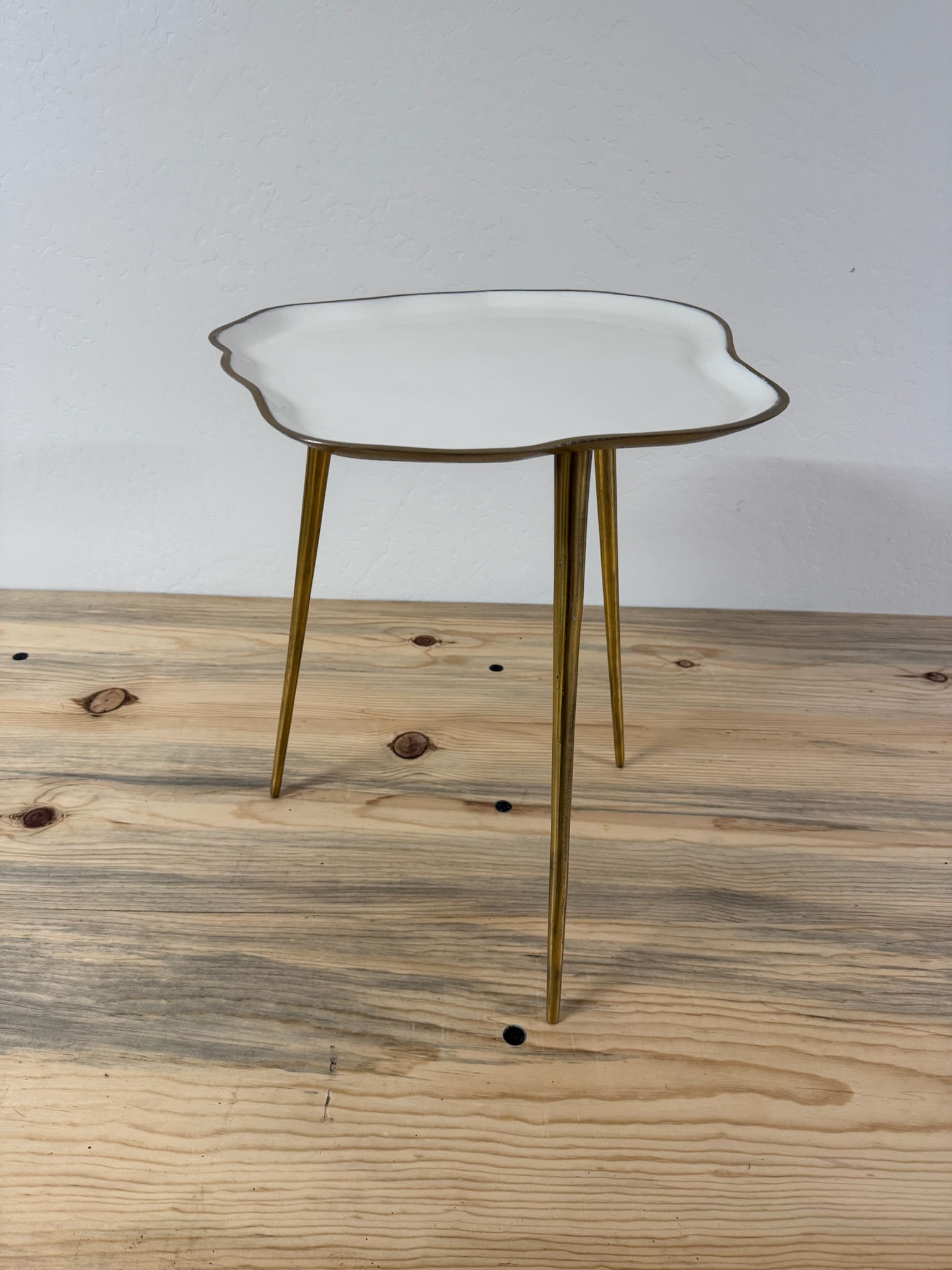 White and Gold Oblong Side Table
