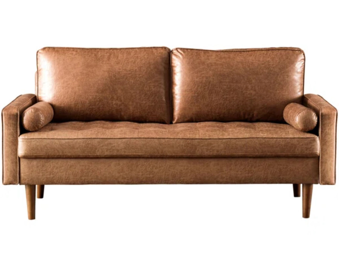 Brown Faux Leather Sofa