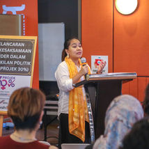 Woman speaks at launch for Gender Equality Act in politics