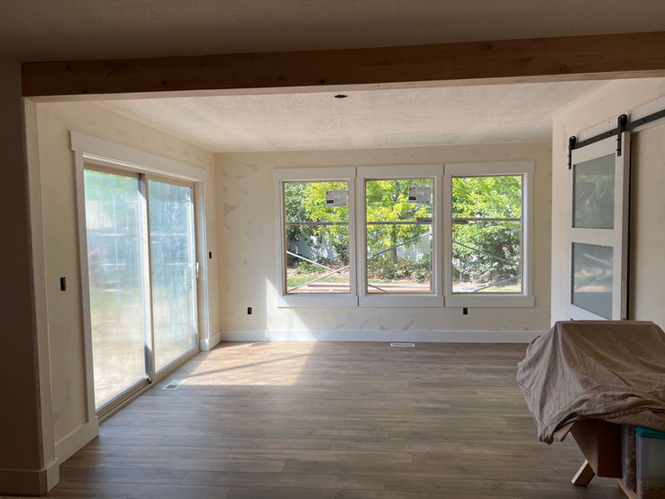 Extension of home created a larger dining area, study nook + new pantry location.