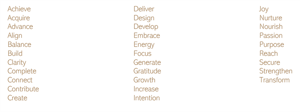 Emotive words for goal setting created by Kinder Cookhouse