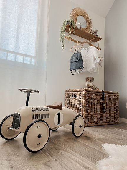 Malle en osier, porteur enfant vintage
