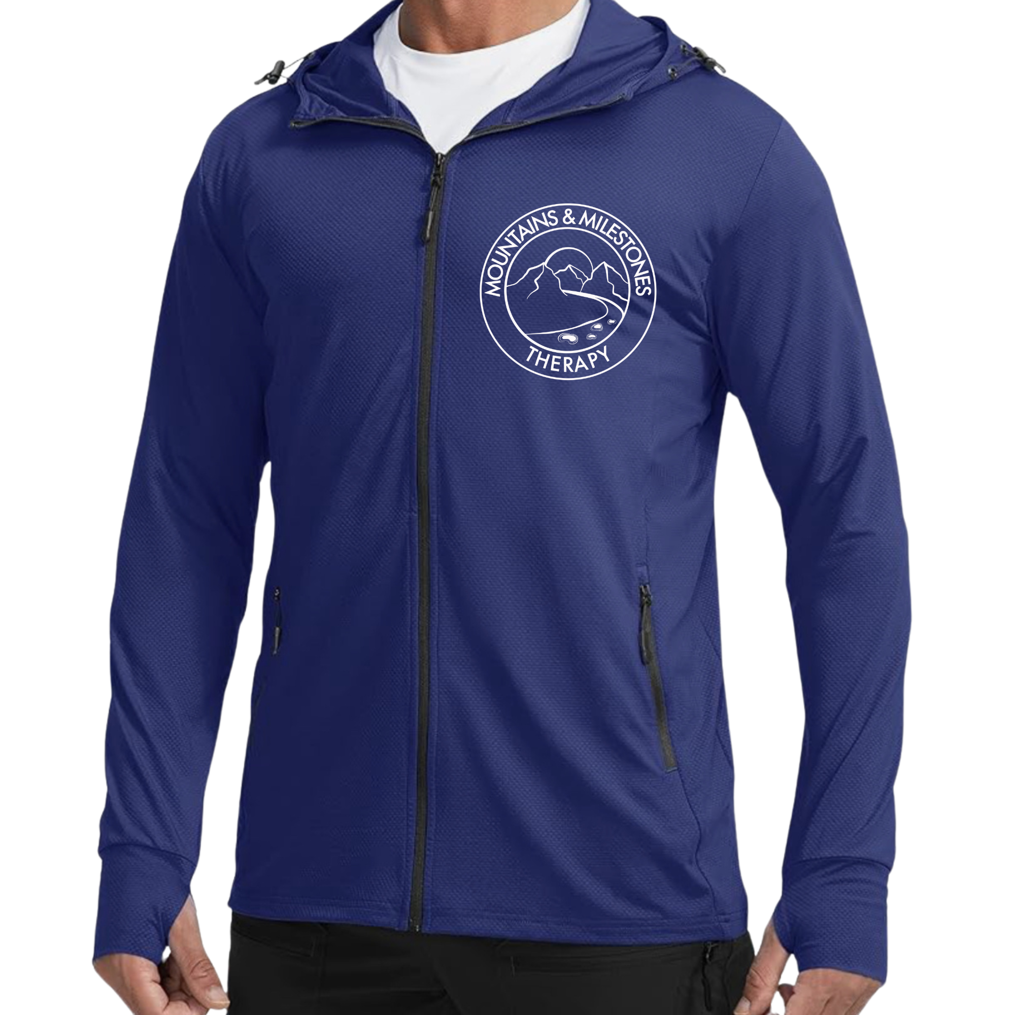 Mountains & Milestones Full-Zip Full White Logo