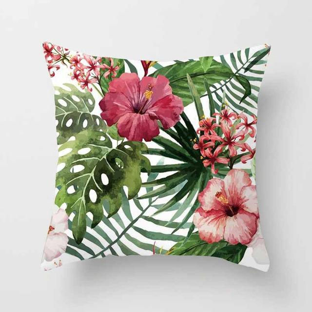 サムネイル： Vintage Flower Tropical Leaves Cushion Cover