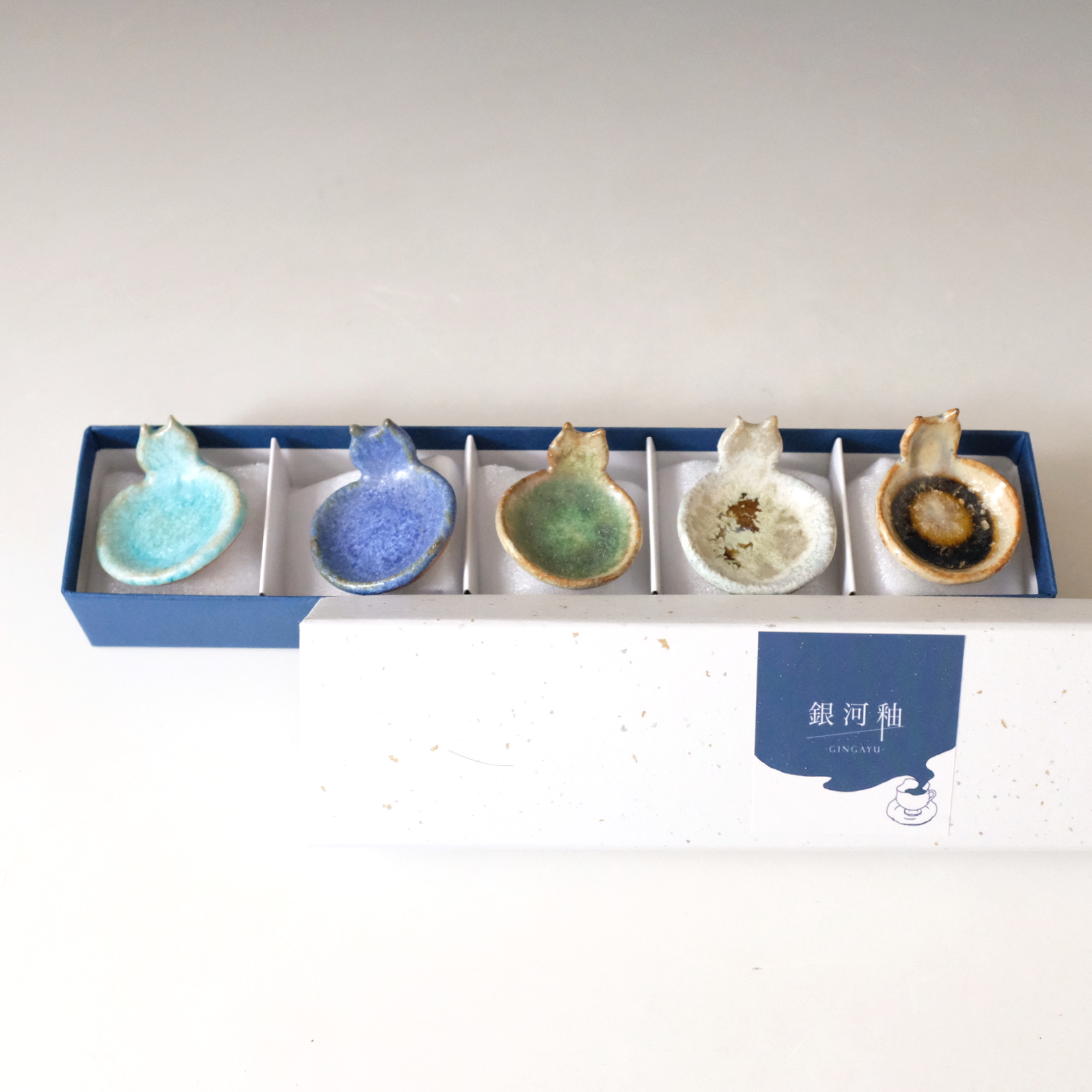 ミニねこだるま皿（5色セット）