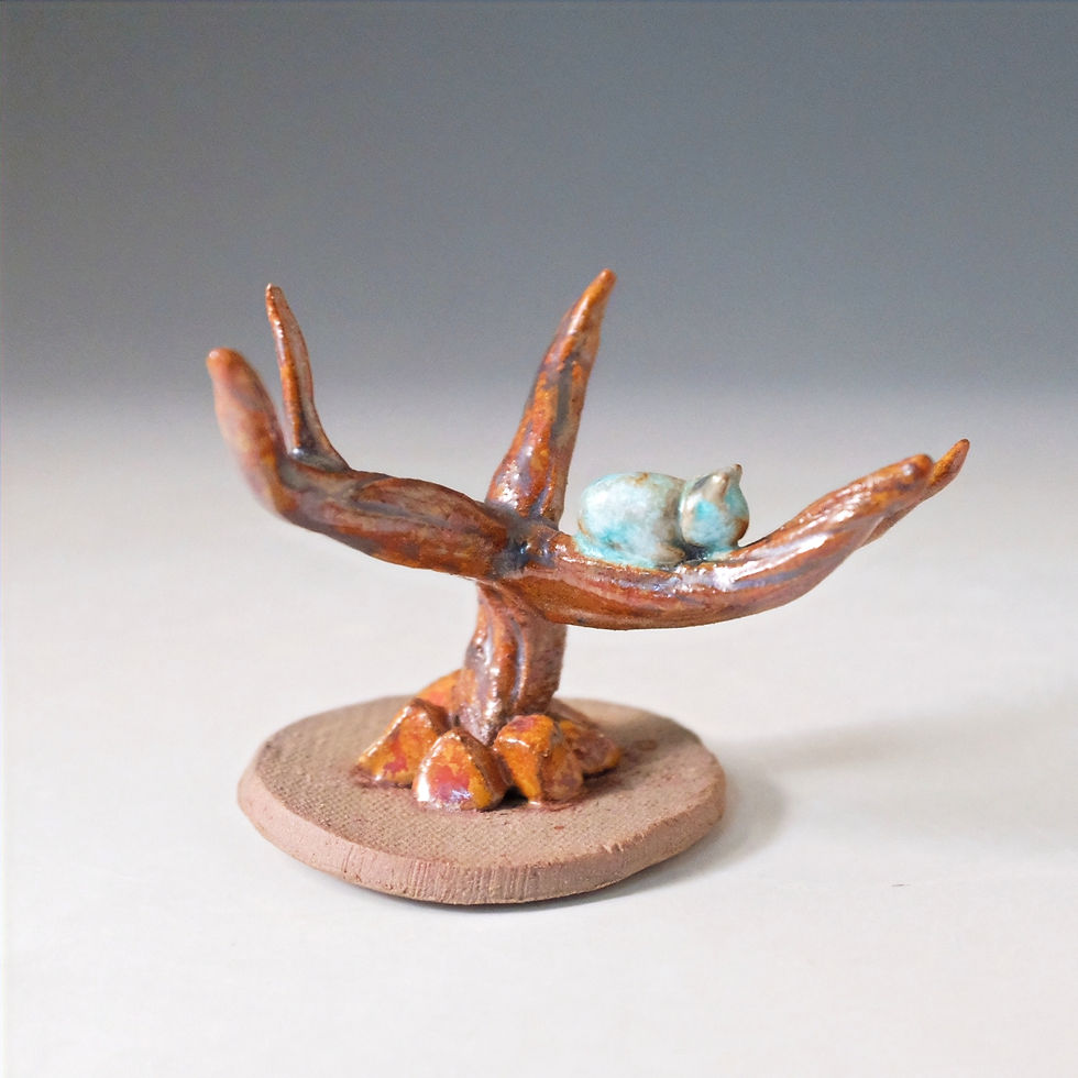 サムネイル： 木で休むねこのアクセサリースタンド