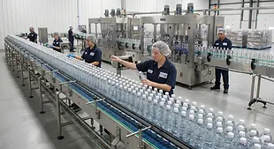 Rigid plastics packaging production line manufacturing bottles and containers