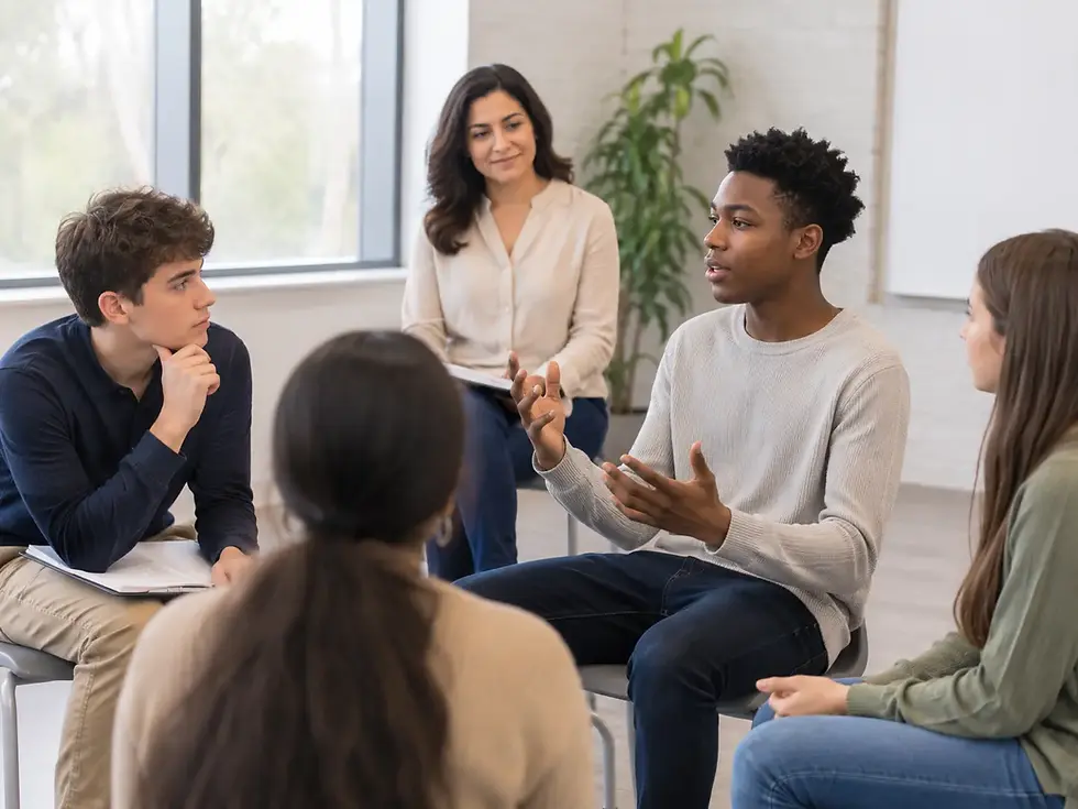 Teens practicing debate and active listening skills