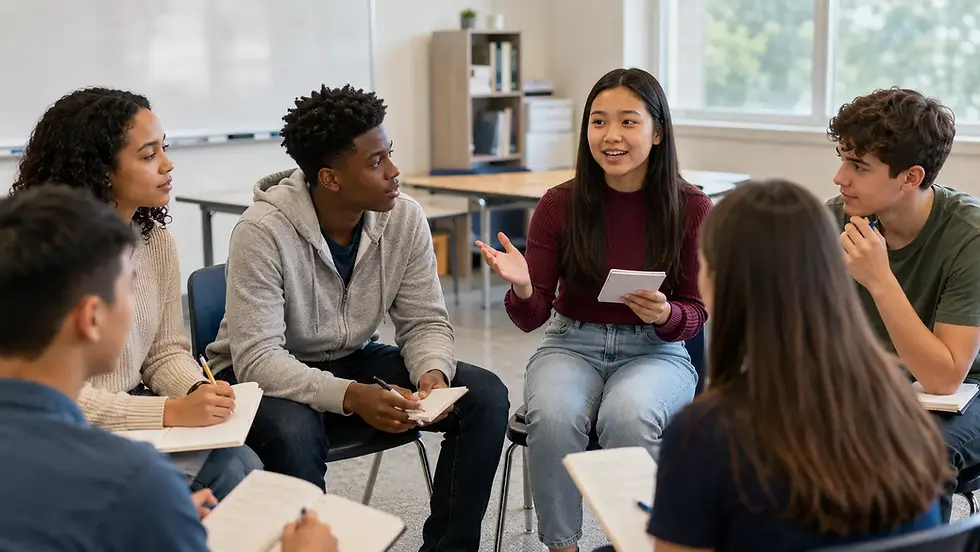 Kids and teens building speaking confidence through group discussion