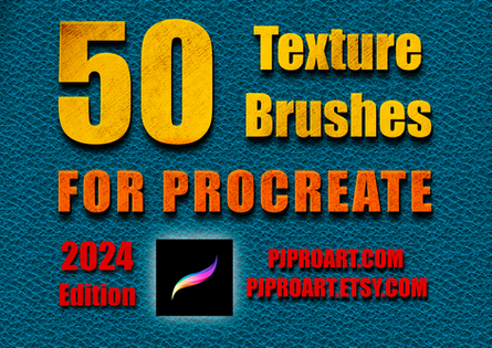 50 Texture pressure sensitive brushes for Procreate.