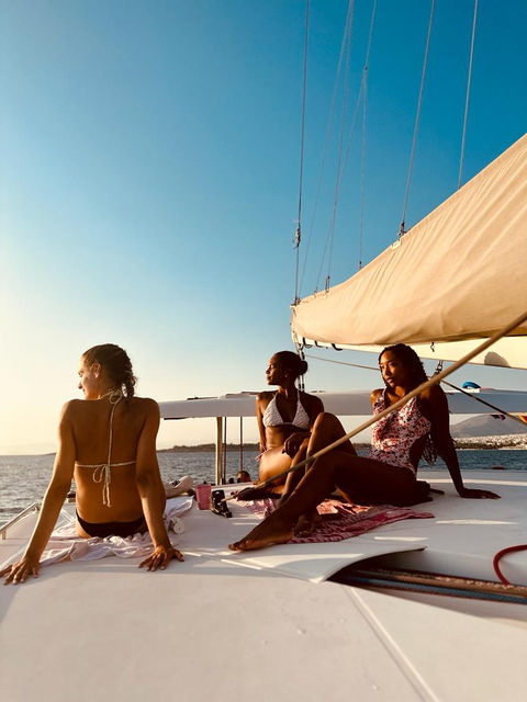 Sunset on board sailing