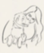 Lineart Zeichnung Frau und Hund Frankfurt