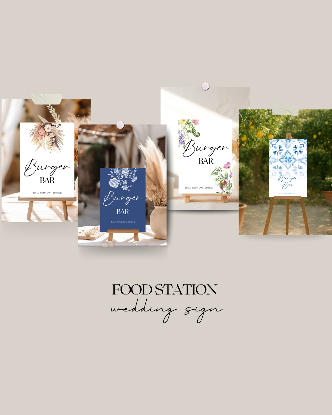 Food Station Wedding Sign | 6 Designs | A3,A4,A5