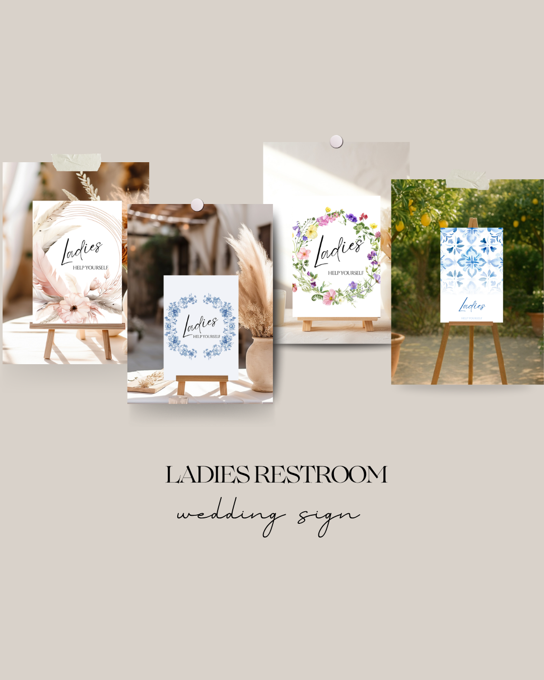 Ladies Restroom Wedding Sign | 6 Designs | A3,A4,A5