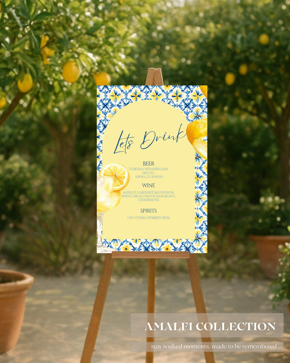 Thumbnail: Lets Drink/Bar Menu Wedding Sign | 6 Designs | A3,A4,A5