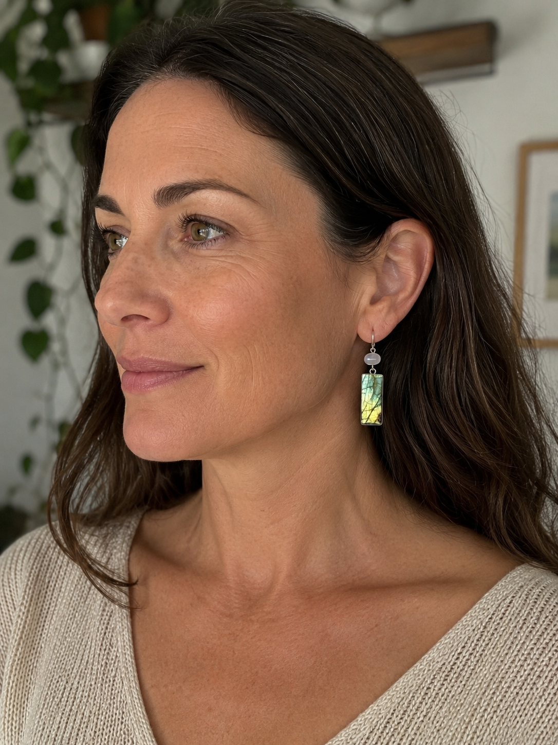 Labradorite Earrings with Moonstone