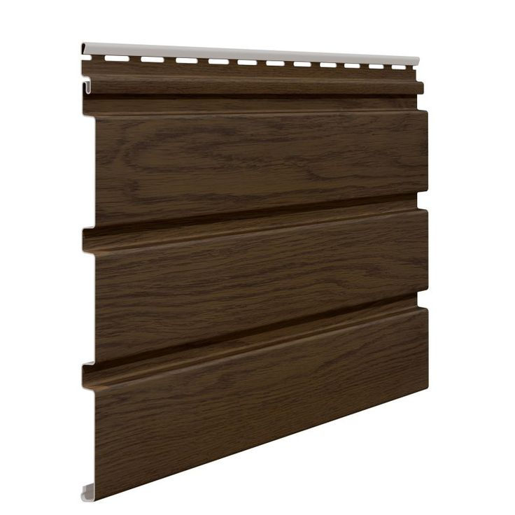 Walnut Panel wood-grain soffit panel with linear grooves in dark walnut finish