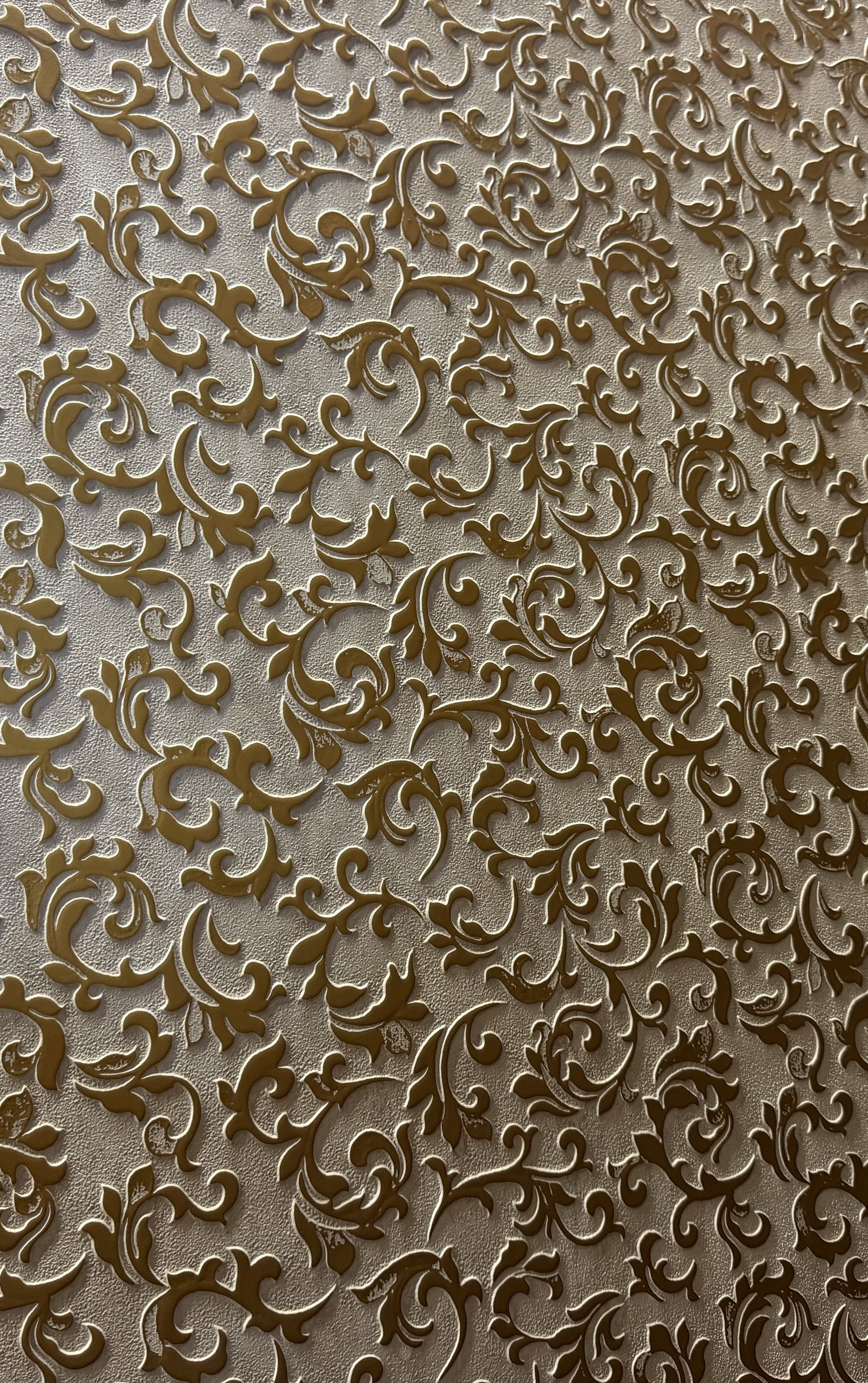 Champagne floral pattern lamination sheet with raised gold relief