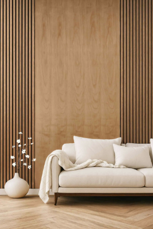 Oak veneer cladding wall panel light wood interior modern design feature wall