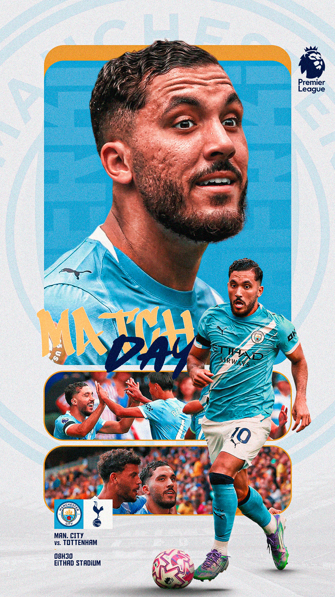Manchester City × Tottenham · peça em destaque