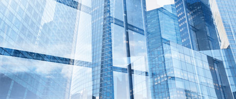 Blue city buildings
