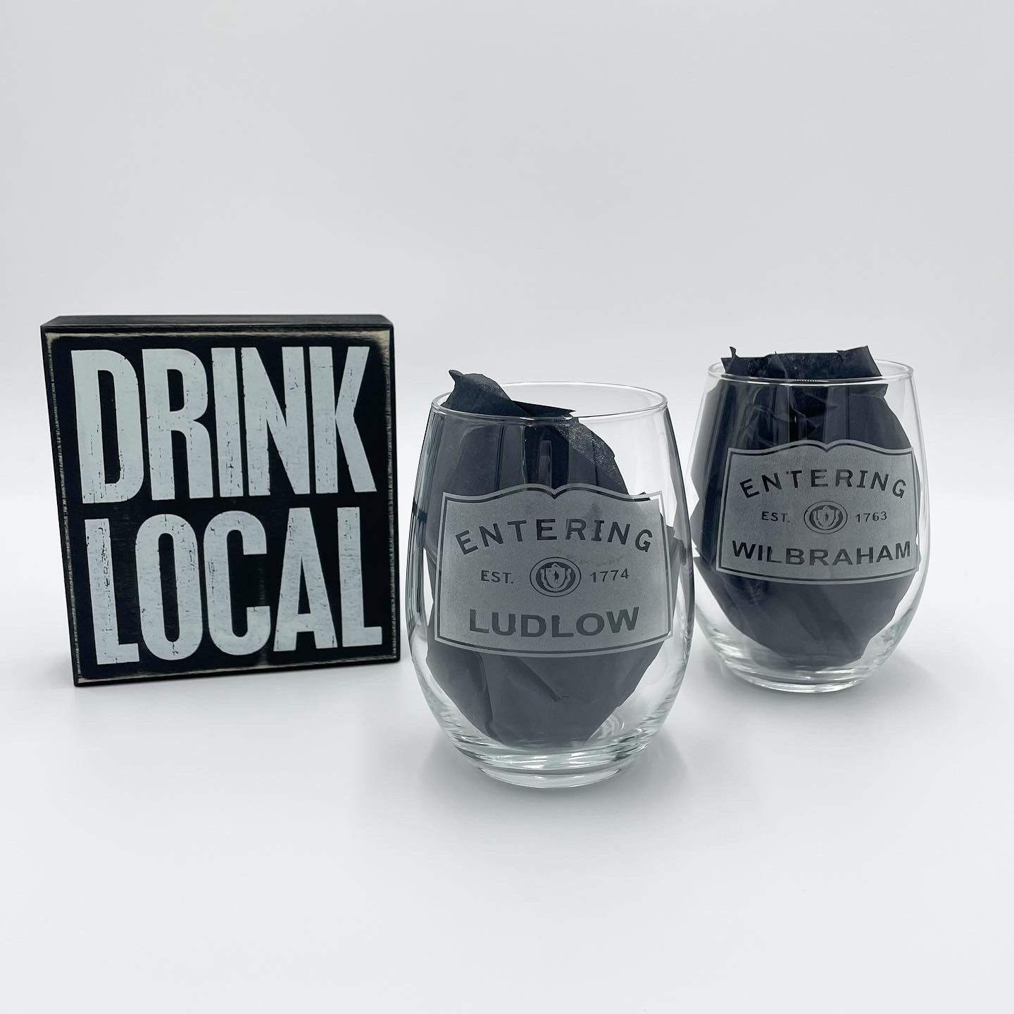 Entering Town Stemless Wine Glass