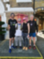 From left to right, Peter, Jo, Amy and Paul at the finish