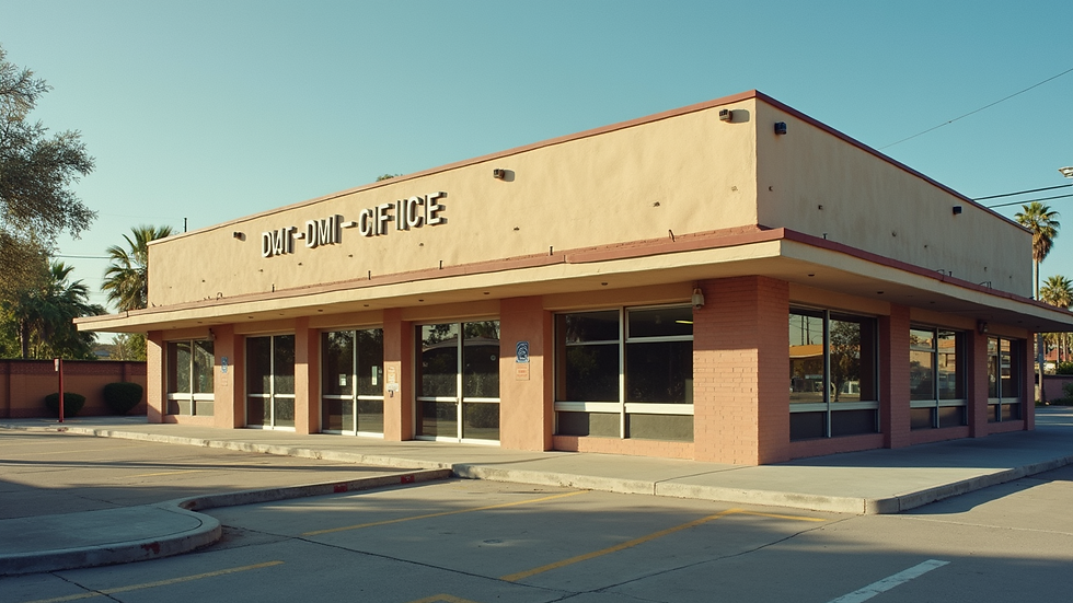 High angle view of a California DMV office exterior