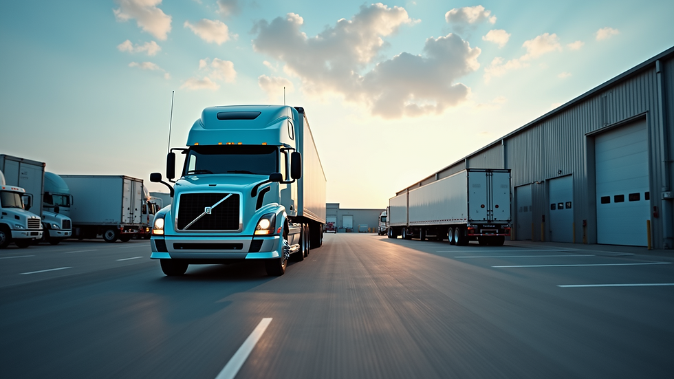 Eye-level view of a commercial truck parked at a training facility