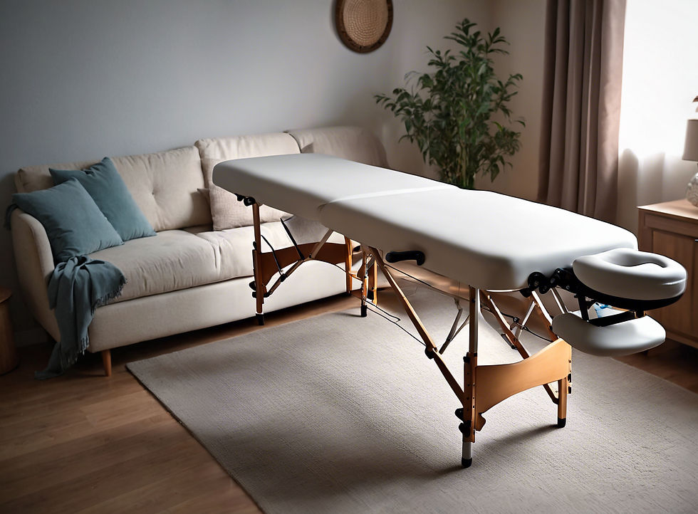 mobile massage table in a living room in las vegas, NV