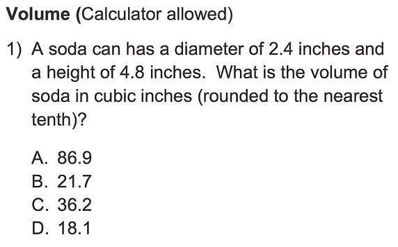 GED volume of cylinder practice