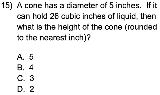GED volume of cone practice