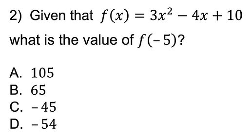 GED math f(x) practice