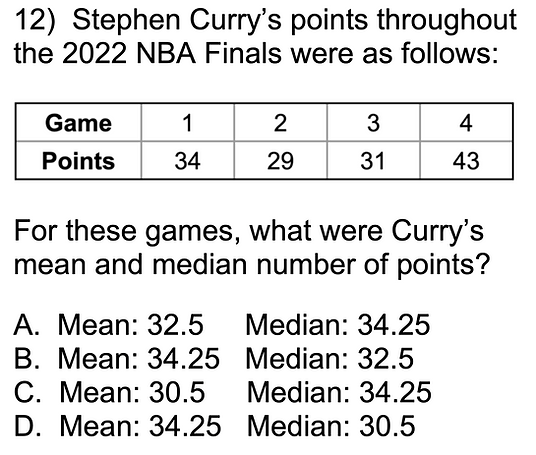 GED mean median practice