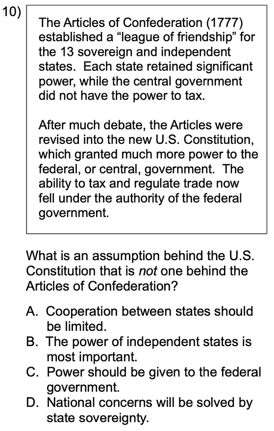 GED constitution practice question