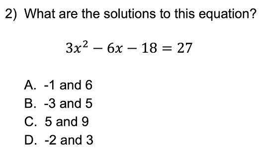 GED quadratic equation practice