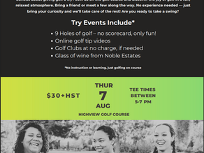 ATTN: 2ND ANNUAL WOMEN'S TRY GOLF EVENT AT HIGHVIEW! (THURS. AUGUST 7TH)